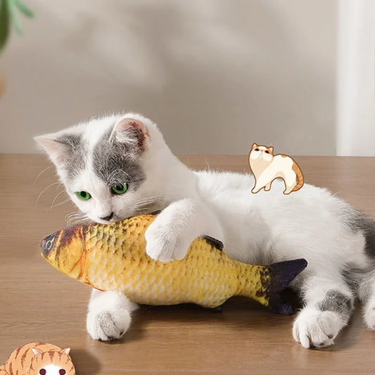 Cross-Border Cat Teaser Toy Simulated Fish Funny Cat Molar Bite Plush Toy Fish Catnip Fish Cat Supplies
