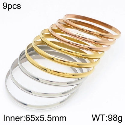 Minimalist Round Stainless Steel 18K Gold Plated Bangle In Bulk