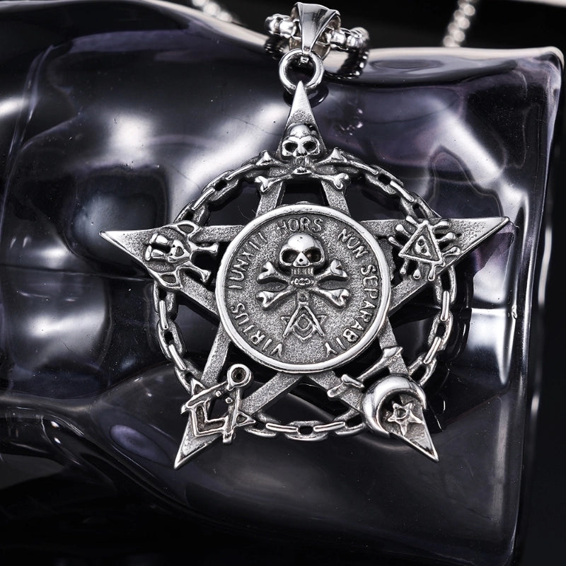 Hip-Hop Vintage Style Hexagram Skull 304 Stainless Steel Halloween Unisex