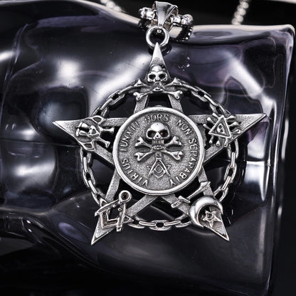 Hip-Hop Vintage Style Hexagram Skull 304 Stainless Steel Halloween Unisex