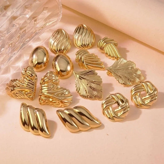 1 Pair Minimalist Commute Geometric 304 Stainless Steel Imitation Gold Ear Studs