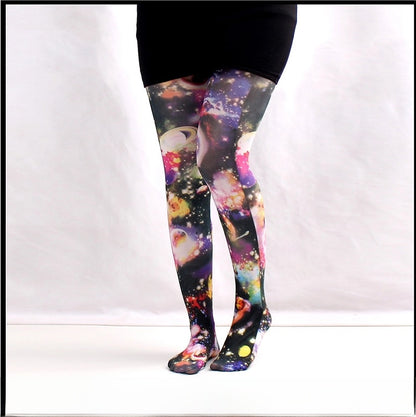 Thin Printed Pantyhose Spring And Autumn Versatile Butterfly Wild Abstract Retro Stockings Women's Socks Anti-snagging