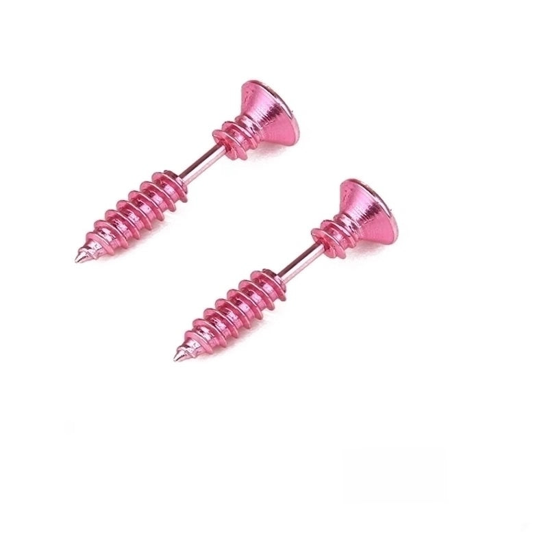 Fashion Punk Style Titanium Steel Screw Stud Earrings