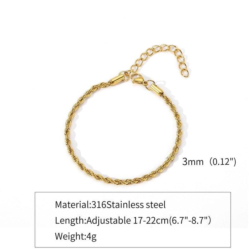 316 Stainless Steel Gold Plated Hip-Hop Retro Plating Solid Color Bracelets