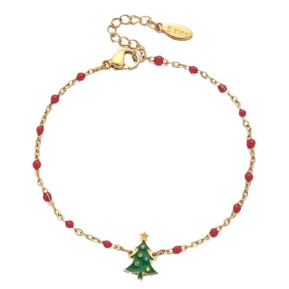 Cartoon Style Cute Christmas Tree Stainless Steel Bracelets In Bulk Christmas