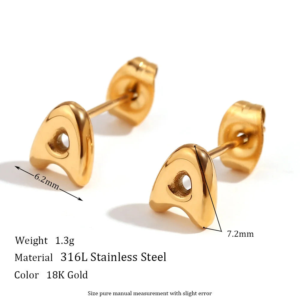 Minimalist Letter Number Geometric Text Stainless Steel 18K Gold Plated Stud Earrings