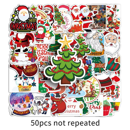 1 Set Christmas Tree Santa Claus Christmas Christmas PVC Self-adhesive Cartoon Style Cute Stickers