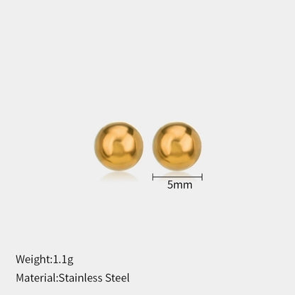 1 Pair Minimalist Ball Solid Color Plating 304 Stainless Steel Stainless Steel Earrings