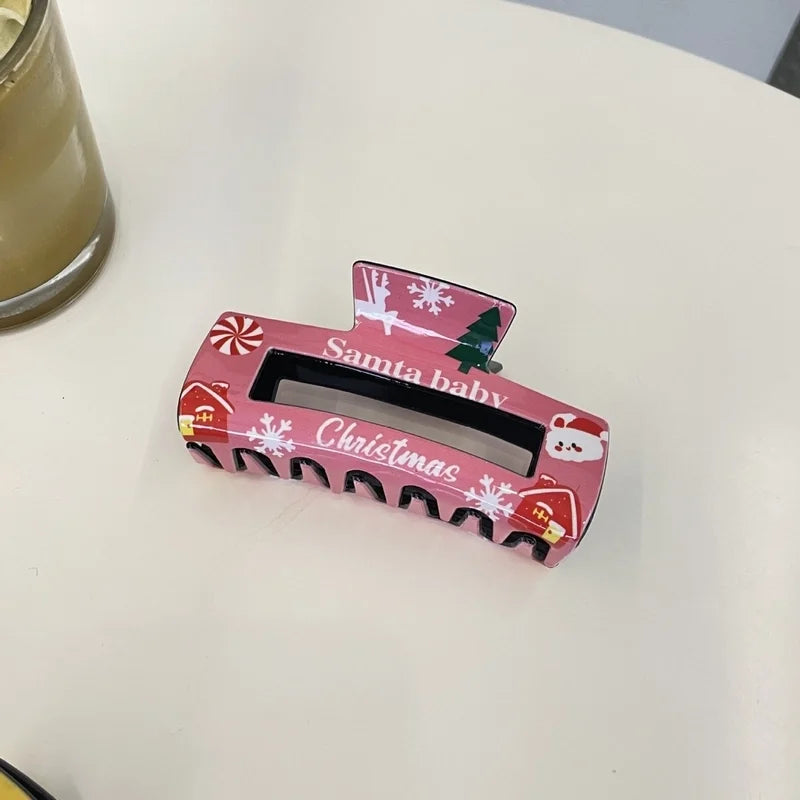 Christmas Cute Women's Christmas Hat Letter Snowflake Arylic Hair Claws