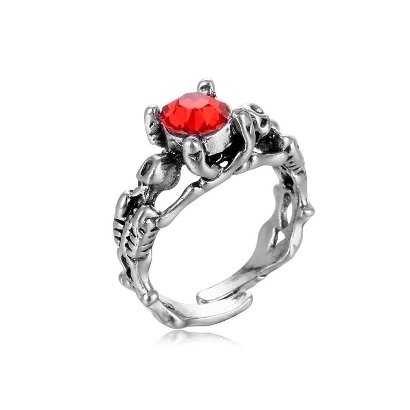 1 Piece Hip-hop Cross Skull Dragon Alloy Plating Inlay Rhinestones Unisex Open Ring
