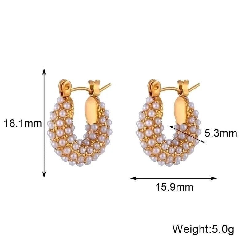 1 Pair Fashion Geometric Plating 304 Stainless Steel Zircon 18K Gold Plated Earrings