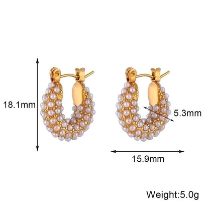 1 Pair Fashion Geometric Plating 304 Stainless Steel Zircon 18K Gold Plated Earrings