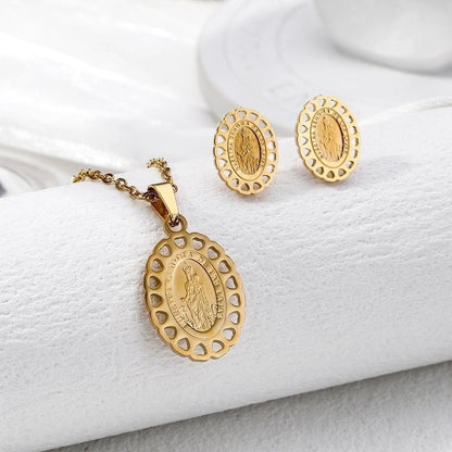 Vintage Style Geometric 304 Stainless Steel 18K Gold Plated Plating Earrings Necklace