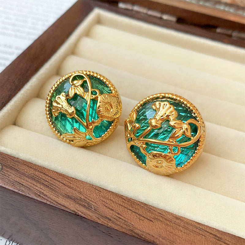 2 Pieces Mid-century Modern Round Geometric Copper Electroplating Earrings