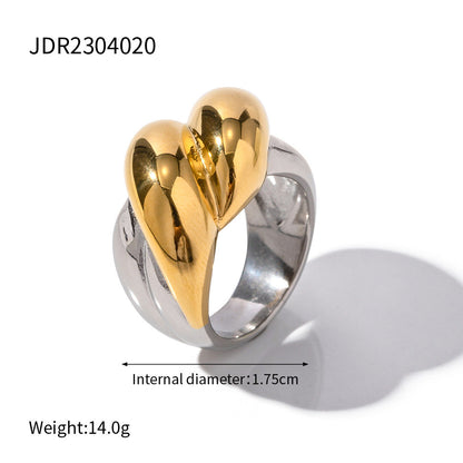 Women IG Style Circle Geometric Stainless Steel 18K Gold Plated Rings