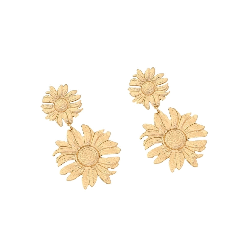1 Pair Elegant Minimalist Sunflower Flower Plating 304 Stainless Steel 18K Gold Plated Ear Studs