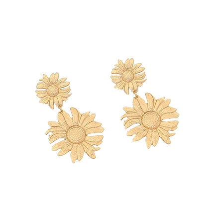 1 Pair Elegant Minimalist Sunflower Flower Plating 304 Stainless Steel 18K Gold Plated Ear Studs