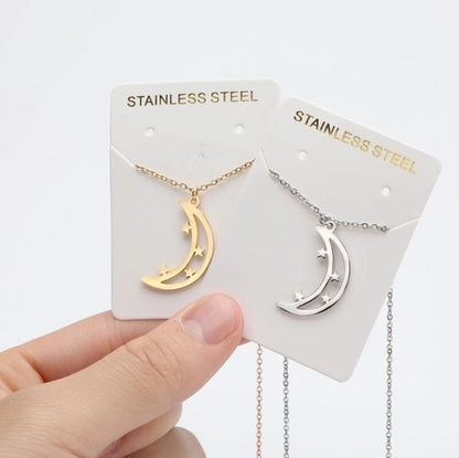 Titanium Steel Fashion Plating Hollow Out Human Face Letter Moon Pendant Necklace