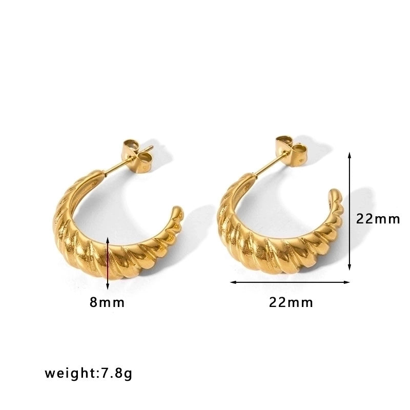 1 Pair Minimalist U Shape Plating Stainless Steel Artificial Pearls Rhinestones 18K Gold Plated Earrings