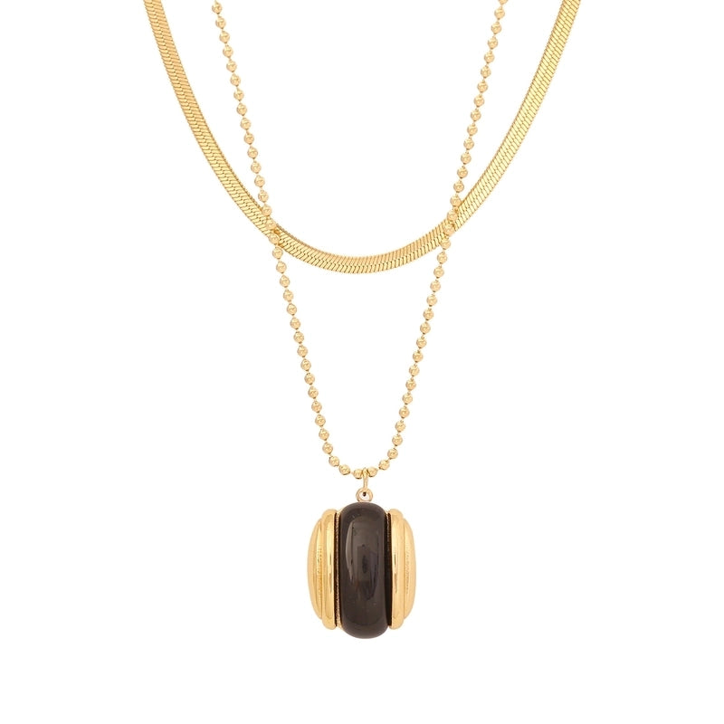 Elegant Minimalist Oval 304 Stainless Steel 18K Gold Plated Earrings Necklace