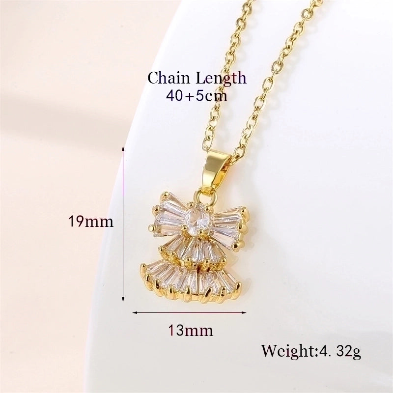 Stainless Steel Titanium Steel 18K Gold Plated Vintage Style Plating Inlay Round Heart Shape Snowflake Zircon Pendant Necklace