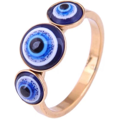 3 Pieces Classic Style Devil\'s Eye Stainless Steel Plating Gold Plated Open Rings