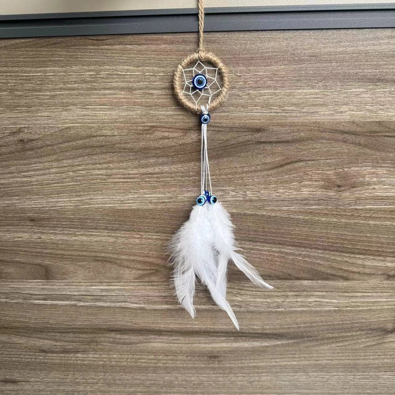 Decorative Dream Catcher Pendant Keychain Evil Eyes Dream Catcher Pendant Keychain Pendant Feather Hand Woven