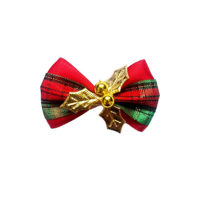 10 Pieces Christmas Tree Bow Hair Clip Without Bell Head Flower Decoration Accessories Wreath Diy Plush Doll Supplies Pendant