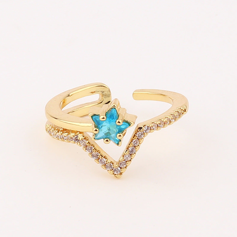 Women Metal Butterfly Geometric Copper Electroplating Rings