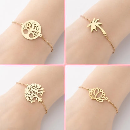 Minimalist Tree Coconut Tree Lotus 201 Stainless Steel Bracelets In Bulk