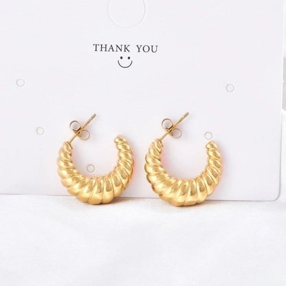 1 Pair IG Style Classic Style C Shape 304 Stainless Steel 18K Gold Plated Stainless Steel Earrings