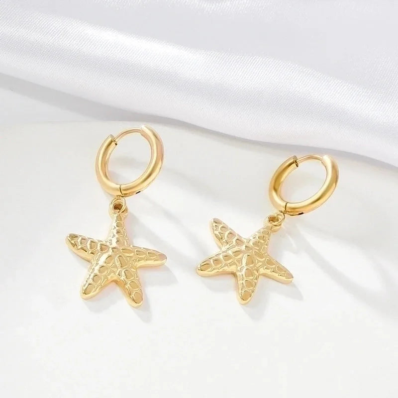 1 Piece Minimalist Starfish 304 Stainless Steel 18K Gold Plated Drop Earrings