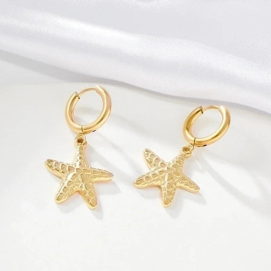 1 Piece Minimalist Starfish 304 Stainless Steel 18K Gold Plated Drop Earrings