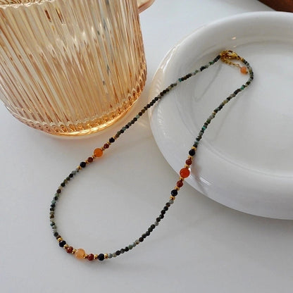 Minimalist Geometric Natural Stone Tiger Eye Pendant Necklace In Bulk