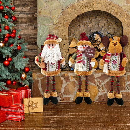 Santa Claus Snowman Reindeer Beaded Legs Christmas Doll Christmas Figurine Ornament Christmas Decoration