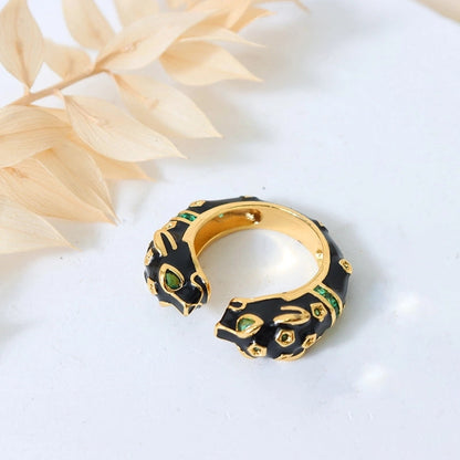 Sweet Round Copper Plating Inlay Rhinestones 18k Gold Plated Open Rings