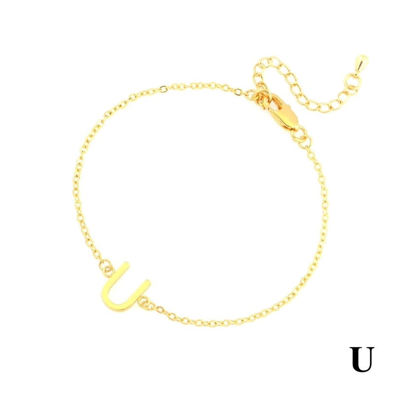 Minimalist Letter Copper Plating 18k Gold Plated Bracelets