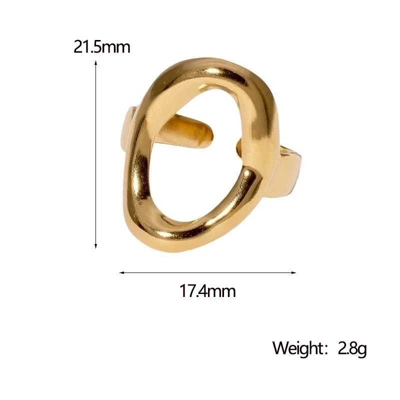 IG Style Modern Style Minimalist Geometric 304 Stainless Steel 18K Gold Plated Open Rings