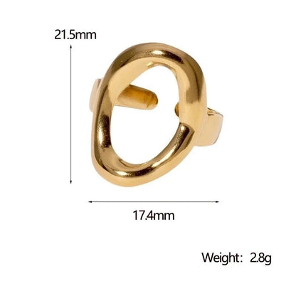 IG Style Modern Style Minimalist Geometric 304 Stainless Steel 18K Gold Plated Open Rings