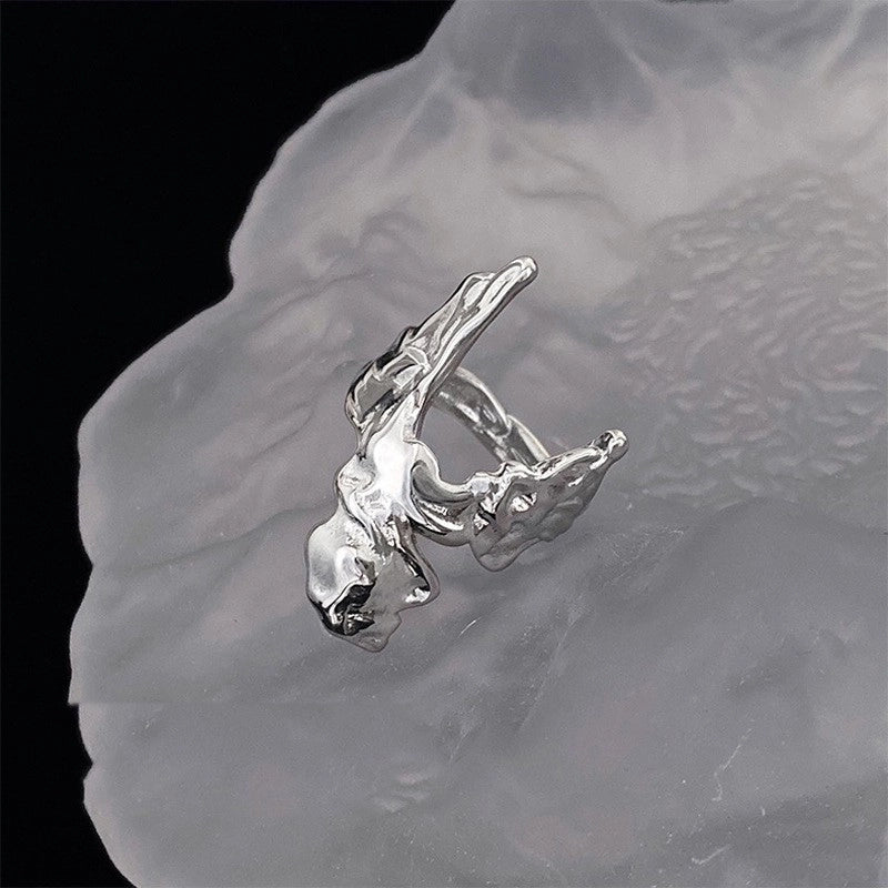 Sweet Geometric Heart Shape Bow Knot Copper Plating Inlay Zircon Open Rings