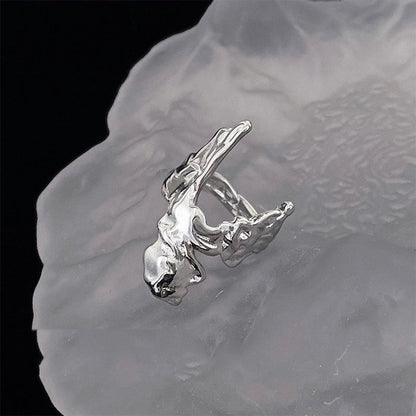 Sweet Geometric Heart Shape Bow Knot Copper Plating Inlay Zircon Open Rings