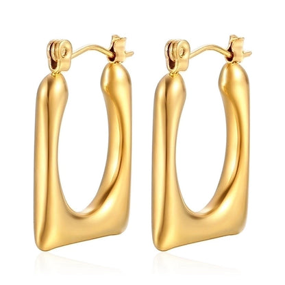 1 Pair Minimalist Classic Style Solid Color Plating 201 Stainless Steel 18K Gold Plated Earrings