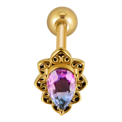 1 Piece Tongue Rings Casual Elegant Vacation Leaf Water Droplets Butterfly 304 Stainless Steel Plating Zircon 18K Gold Plated Tongue Rings