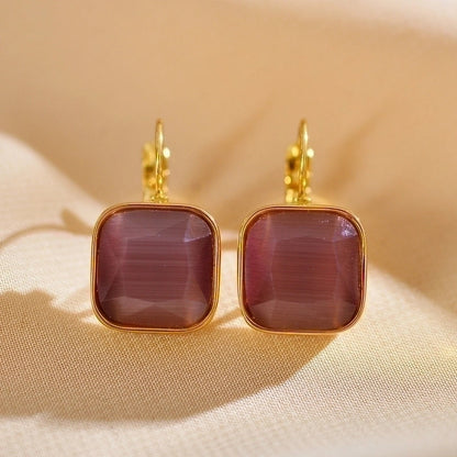 1 Pair Minimalist Square Plating Inlay Stainless Steel Zircon Gold Plated Ear Studs