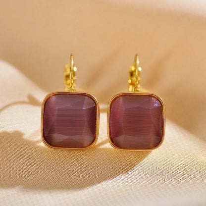 1 Pair Minimalist Square Plating Inlay Stainless Steel Zircon Gold Plated Ear Studs