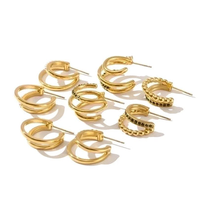 1 Pair Fashion Geometric Gold Plated 304 Stainless Steel Artificial Diamond Earrings