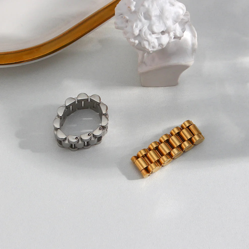 Fashion Versatile Circle Geometric Stainless Steel 18K Gold Plated Rings