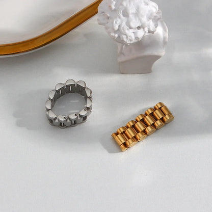 Fashion Versatile Circle Geometric Stainless Steel 18K Gold Plated Rings