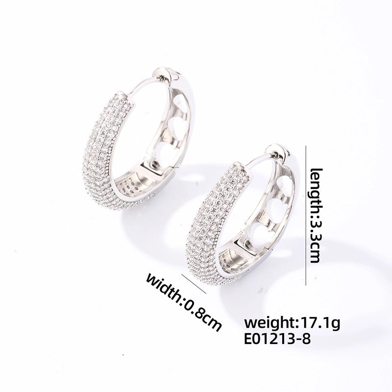 1 Pair Glam Luxurious Shiny Round Oval Solid Color Plating Inlay Copper Zircon Gold Plated Earrings