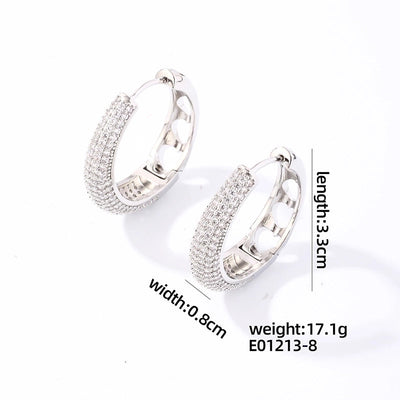 1 Pair Glam Luxurious Shiny Round Oval Solid Color Plating Inlay Copper Zircon Gold Plated Earrings